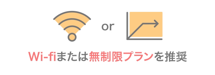 Wi-fiまたは容量無制限プラン推奨